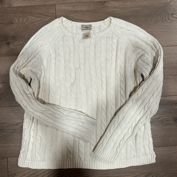 L.L. Bean Sweaters - L.L. Bean Women’s Cream Cable-Knit Sweater, size L-Regular